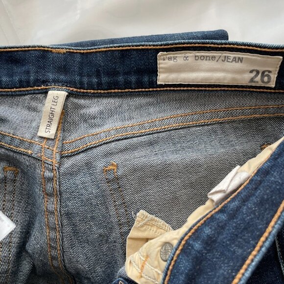 Rag & Bone Straight Leg Denim Jeans Mid Rise Medium Wash Blue 26 - Picture 4 of 11
